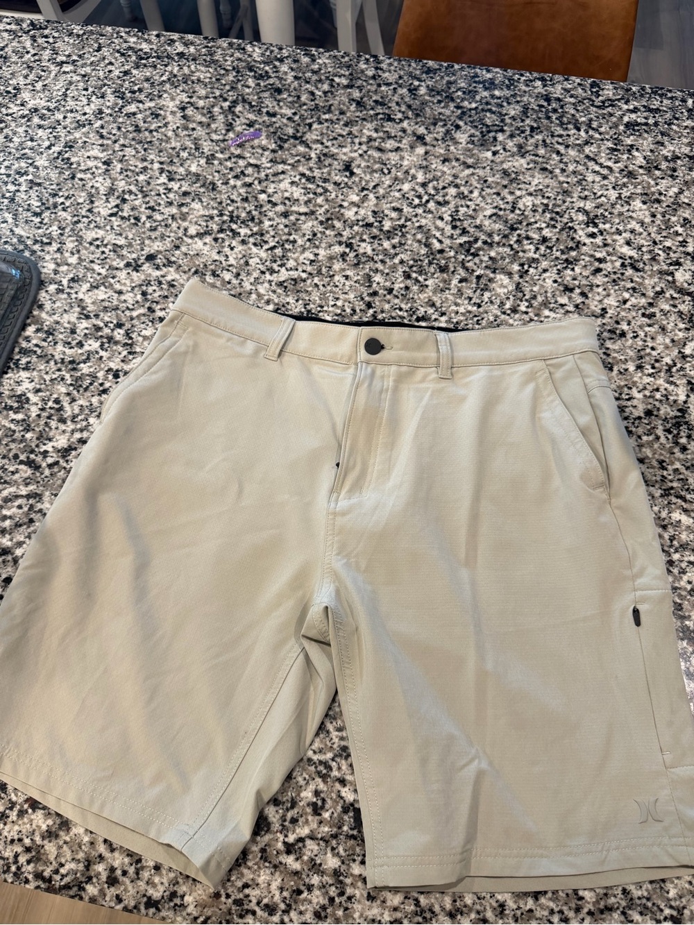Hurley Men's Light Khaki Flat Front Performance Shorts